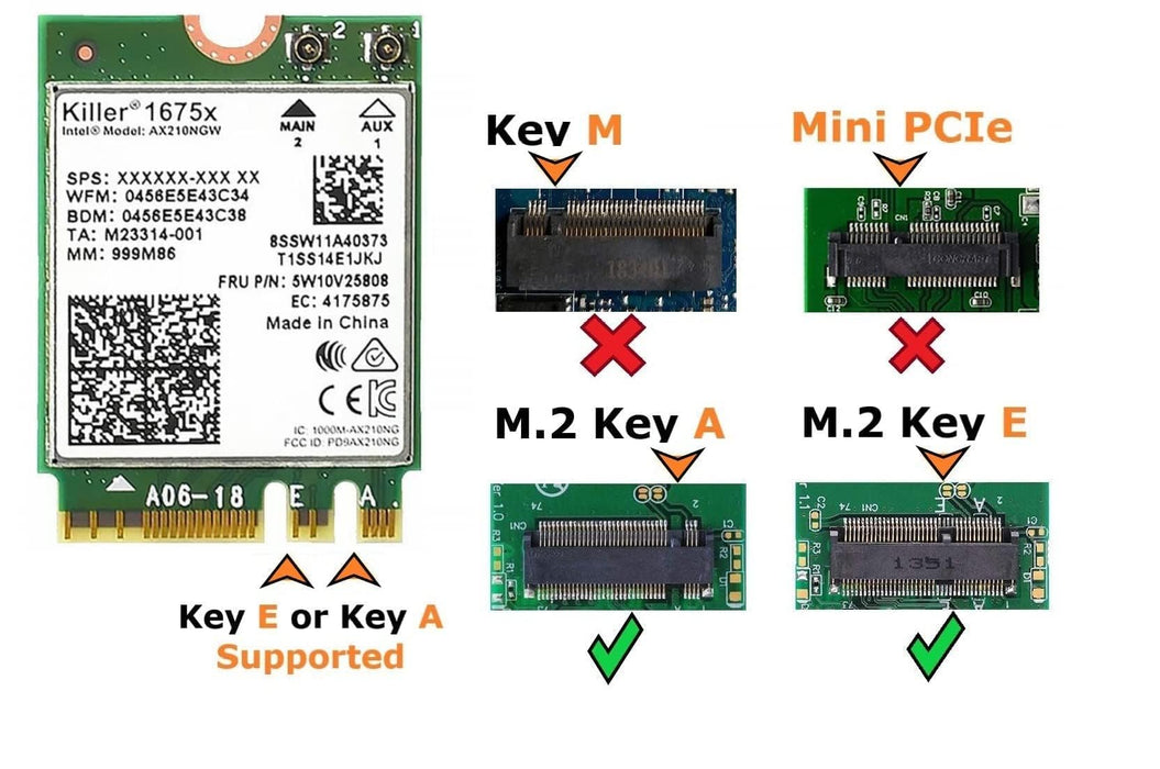 AX1675x Killer Series Desktop Wi-Fi 6E Kit | 2.4 Gbps | Bluetooth 5.3 Support | PCIe x4 | Tri Band 2.4/5/6 GHz No vPro AX210.NGWG.NVX